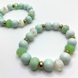 Jade Tone Beaded Bracelets ( 2ct )